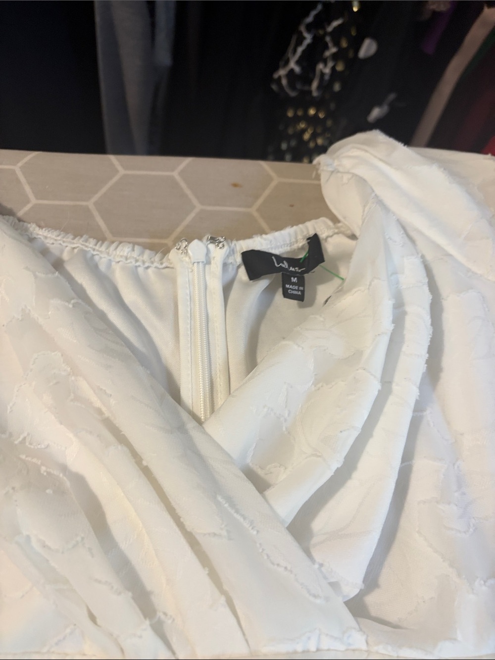Lulu's White Off-Shoulder Jacquard Mini Dress